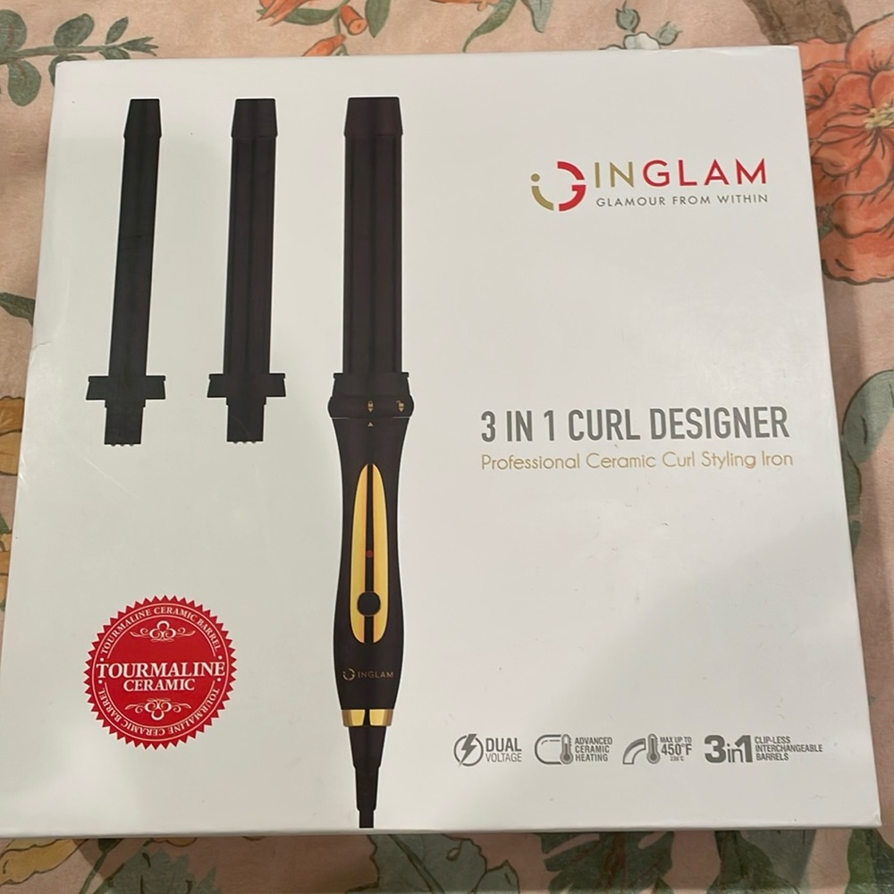 INGLAM 3 in 1 tourmaline ceramic curling rod.